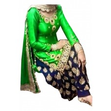 Ninecolours Women's Georgette Patiala Suit Dress Material (SM0820109_Green)